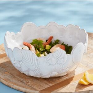 Mud Pie White Layered Sea Shell Bowl